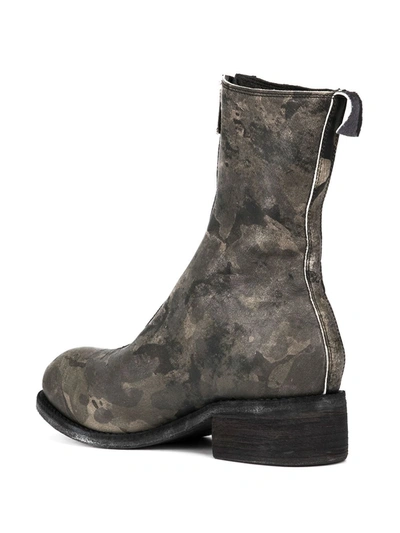 Guidi Printed Zip Front Boots In Green