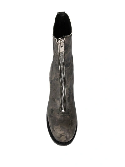 Guidi Printed Zip Front Boots In Green