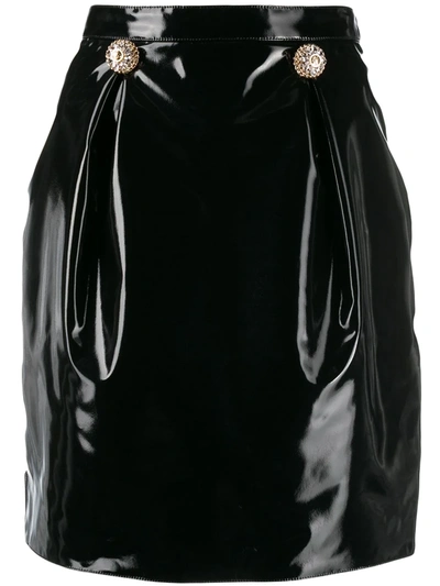 VERSACE FAUX LEATHER MINI SKIRT - 黑色