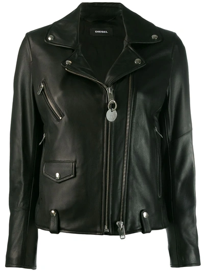 Shop Diesel L-lyfa Biker Jacket In Black