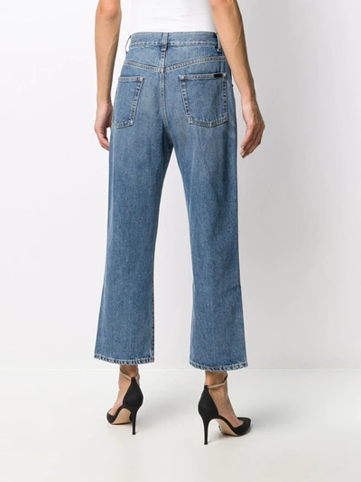 Shop Saint Laurent Cropped Mid-rise Jeans In Blue