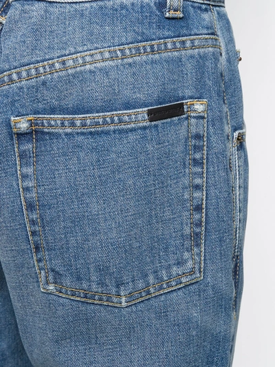 Shop Saint Laurent Cropped Mid-rise Jeans In Blue