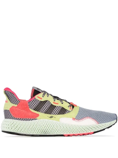 Shop Adidas Originals Zx 4000 4d "grey/high Res Yellow" Sneakers In Multicoloured