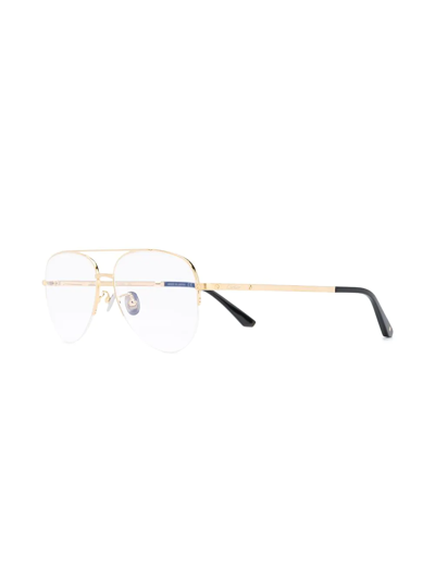 Shop Cartier Santos De  Pilot-frame Glasses In Gold