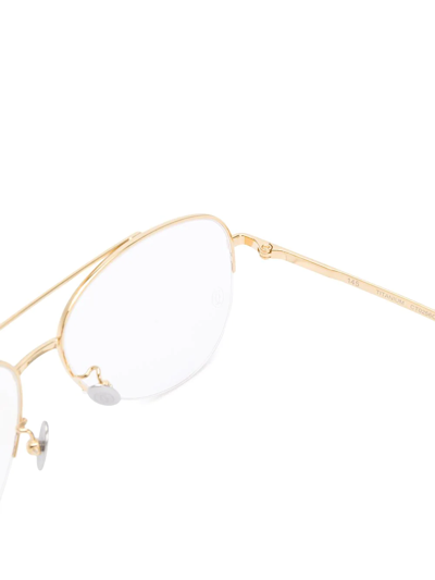 Shop Cartier Santos De  Pilot-frame Glasses In Gold