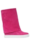 Casadei 90mm Suede Wedge Sneakers, Fuchsia