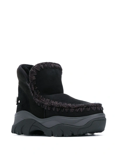 Shop Mou Eskimo Crochet-stitch Chunky Sneakers In Black