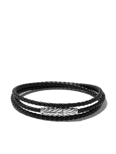 Shop David Yurman Chevron Triple Wrap Leather Bracelet In Ssbkle