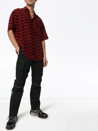 Shop 424 Logo Checked Shirt In Red
