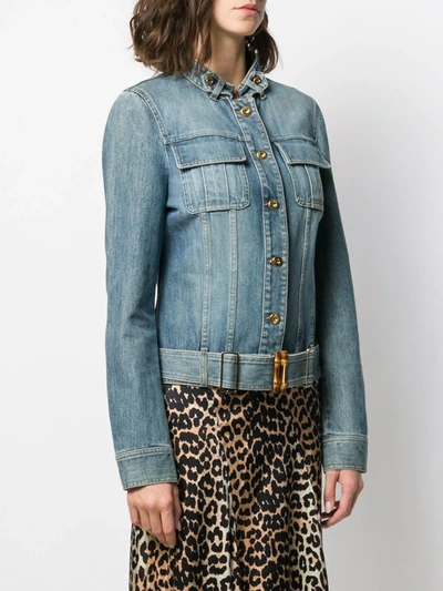 Pre-owned Gucci Cropped Denim Jacket In Blue