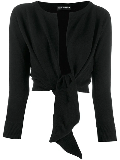 Shop Dolce & Gabbana Tied Front Cardigan In Black