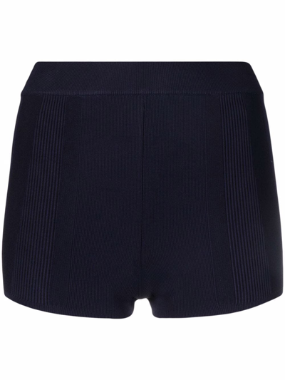 Shop Jacquemus Le Short Basgia Ribbed Mini Shorts In Blue