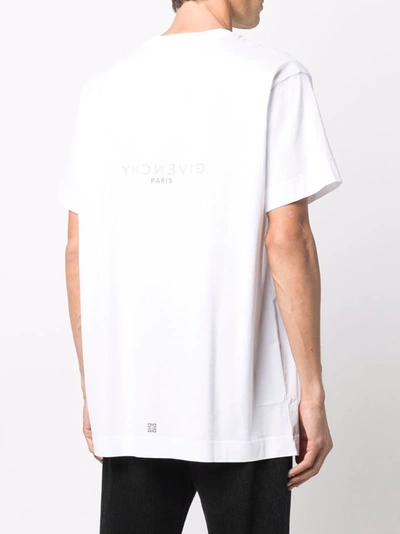 Givenchy White Crewneck T-shirt With Logo Print In Cotton Man In Weiss