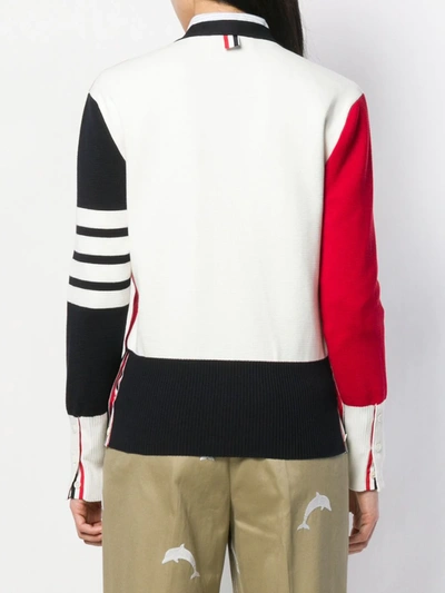 Shop Thom Browne 4-bar Colour-block Cardigan In Red