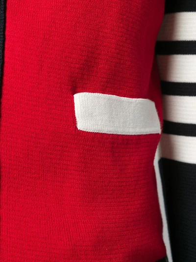 Shop Thom Browne 4-bar Colour-block Cardigan In Red