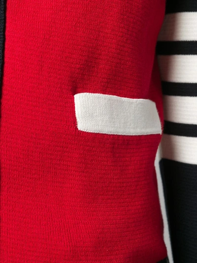 Thom Browne 4-bar Colorblock Wool Cardigan In Red