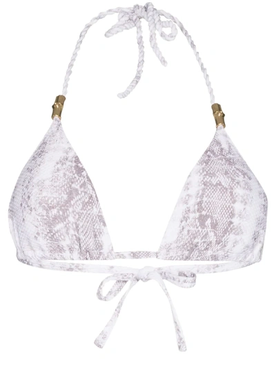 Shop Heidi Klein Snake Print Core Triangle Bikini Top In White