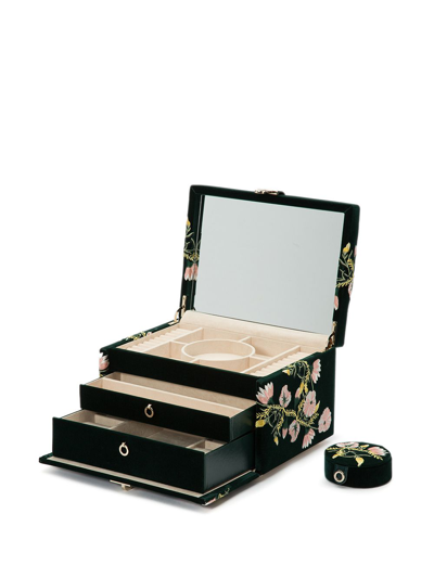 Shop Wolf Embroidered Jewellery Box In Green