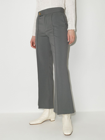 Shop Aeron Hopeton Flared Cropped Trousers In Grey
