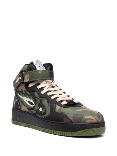 Shop Enterprise Japan Touch-strap Lace-up Sneakers In Green
