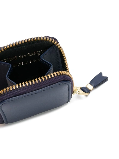 Shop Comme Des Garçons Zip-around Leather Wallet In Blue