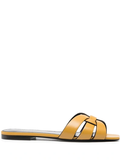 Saint Laurent Nu Pieds 05 Tribute Leather Mules In Yellow | ModeSens