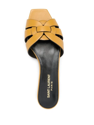 Shop Saint Laurent Tribute Flat Sandals In Green