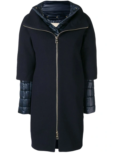 Shop Herno Layered Puffer Coat In Blue