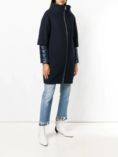 Shop Herno Layered Puffer Coat In Blue