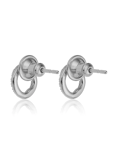 Shop Monica Vinader Riva Circle Stud Diamond Earrings In Silver