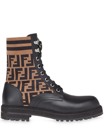 Shop Fendi Rockoko Ff Combat Boots In Black