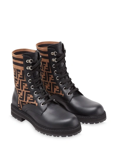 Shop Fendi Rockoko Ff Combat Boots In Black