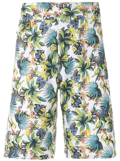 Shop Amir Slama Foliage Print Swim Short In White