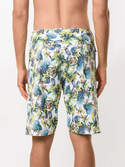 Shop Amir Slama Foliage Print Swim Short In White