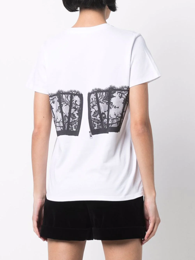 Shop Alexander Mcqueen Bustier Print T-shirt In Weiss