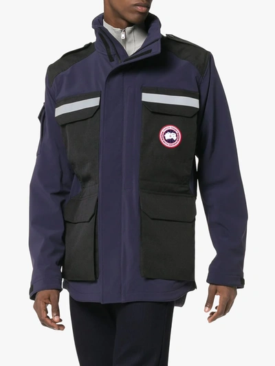 Shop Canada Goose Photojournalist Utility Pocket Hooded Jacket In Blue