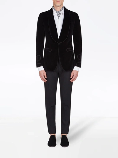 Dolce & Gabbana Single-breasted Tailored Tuxedo Blazer In Black