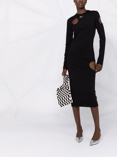 Off-white Meteor Logo Knitted Dress In Black