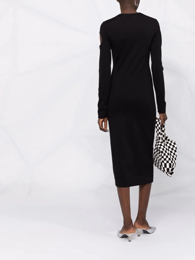 Off-white Meteor Logo Knitted Dress In Black