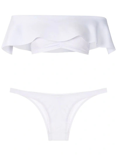 Shop Amir Slama Off-shoulder Bikini Set In White