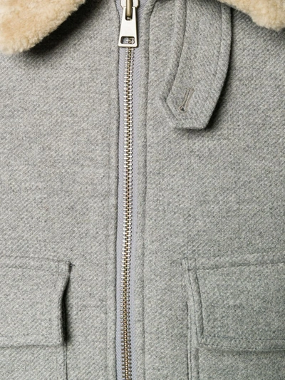 Shop Ami Alexandre Mattiussi Shearling-trimmed Aviator Jacket In Grey
