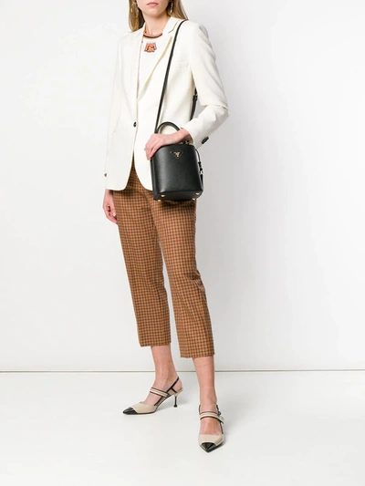 Prada Logo Plaque Bucket Bag In Black