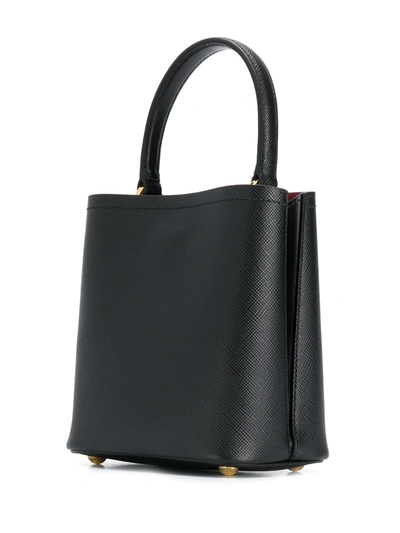 Shop Prada Logo Plaque Bucket Bag In Black