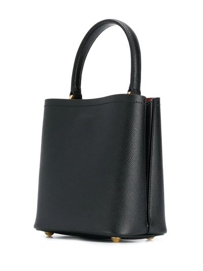 Prada Logo Plaque Bucket Bag In Black