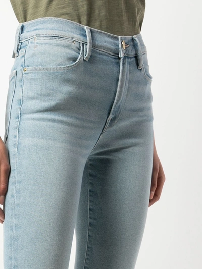 Shop Frame Le High Skinny Crop Slit Rivet Jeans In Blue