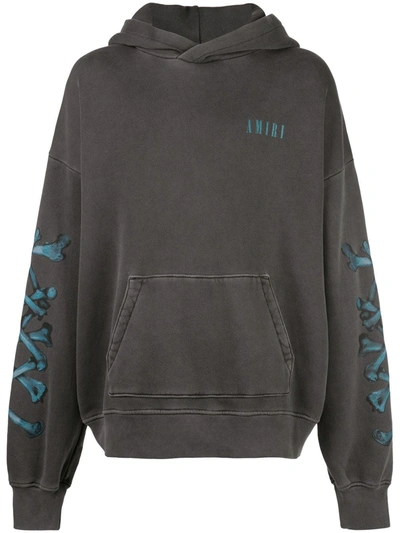 Shop Amiri Oversized Logo Print Hoodie In Grey