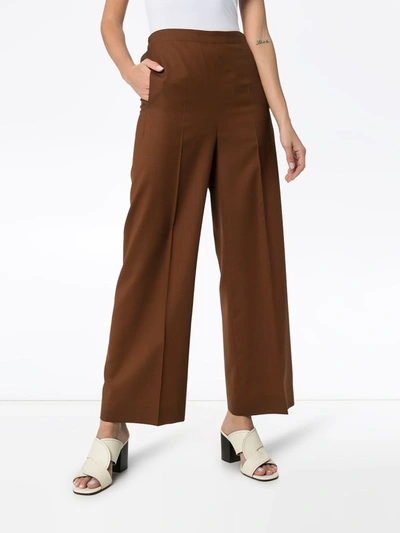 Shop Lvir High-rise Wide-leg Trousers In Brown