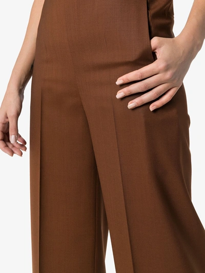 Shop Lvir High-rise Wide-leg Trousers In Brown