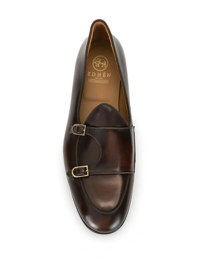 Edhen Milano Double-strap Loafers In Brown