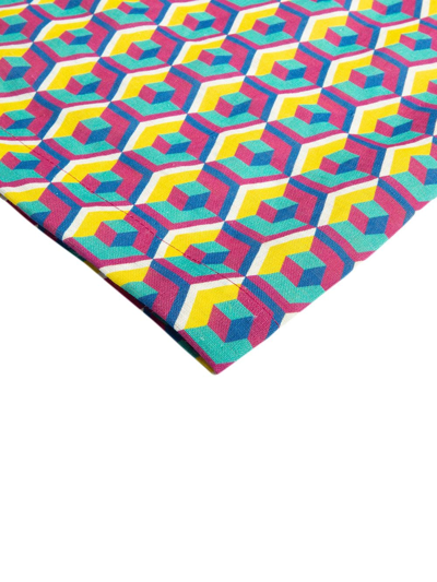 La Doublej Geometric Pattern Table Cloth In Pink